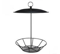 Cylinder Bird Feeder, Metal Suet Cake Holder for 4 Cakes, Sturdy Outdoor Wild Birdfeeding Station for Backyard Garden, Black(1-piece)