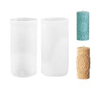 Cylinder Candle Molds,2 PCS 3D Silicone Carved Cylinder Candles Casting Mold for Candle Making Home Decor