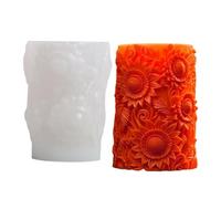 Cylinder Candle Silicone Mold - Round Embossed Leaf Cylinder Mold | Handmade Candle Mold, Soap Pillar Leaves Mold for Resin, Baking and Pendant Embossed Cylinder Candle Mold