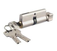 Cylinder Door Lock Universal Small Door Lock Cylinder Silver Aluminum with 3 Keys Interior Wooden for Bedroom Bathroom Office