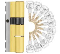 Cylinder Lock, 10 Keys Lock Replacement C Grade Security Entrance Door Cylinder Knob Defiant Double(A32.5b57.5 L90mm)