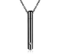 Cylinder Pendant Pet Necklace for Cat Dog Memorial Container Holder Memorial Pet Titanium Steel Cylindrical with Diamond Necklace Pet Titanium Cylindrical with Diamond Necklace
