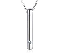 Cylinder Pendant Pet Necklace for Cat Dog Memorial Container Holder Memorial Pet Titanium Steel Cylindrical with Diamond Necklace Pet Titanium Cylindrical with Diamond Necklace