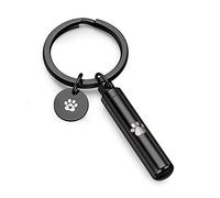 Cylinder Pet Ashes Keepsake Keyring Personalised Engraved Pawprint Dog Cat Tube Urn Keyrings Custom Cremation Ash Holder Urns Pendant Keychain Memorial Key Ring with Charm