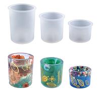 Cylinder Resin Molds, 3 Pcs Silicone Candle Holder Moulds Tealight Holder Tray Epoxy Resin Mold for DIY Crafts Home Decoration