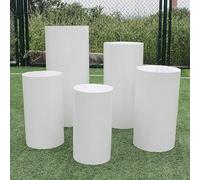 Cylinder Stand Pedestal Display Set of 5/3, Metal Stands for Party Wedding Pillars Plinths, Baby Shower Dessert Table Art Decor, Event Decor Round Cylinder Stands(Size:4pcs)