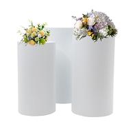 Cylinder Stand Set - 3 Metal Pedestal Stands for Wedding and Party Decorations - Ideal for Backdrop Displays and Events