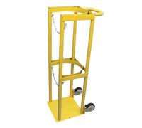Cylinder Tank Holder Portable Acetylene Rack with Handrails and Wheels, Rolling Oxygen Cart, One-piece(Yellow)