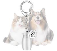 Cylinder Urn Keyring for Your Dog's Ashes - Urn Keyring for Ashes, Cylinder, Keepsake, Cremation, Key Ring as a Keepsake for Ashes, Cylindrical Paw Print
