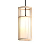 Cylindl Pendant Lights in Bamboo Wicker Weaving Hanging Lamp Modern Natural Rattan Hanging Lighting Fixture Bamboo Hand Weave Ceiling Chaner Light for Rustic Farmhouse Clubs Pastoral
