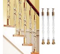 Cylindrical Acrylic Balusters for Indoor Stairs, Floor Staircase Spindles with Pre-drilled Base, Decor Stair Balustrade Post for Porch Corridor Deck Railing(3pcs,115cm(45 1/4"))