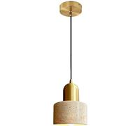 Cylindrical Chandelier with Natural Yellow Cave Stone Lampshade - Nordic Mini Gold Pendant Light - Ideal for Kitchen Islands, Restaurants, and Bar - Suitable for Island- Kitchens