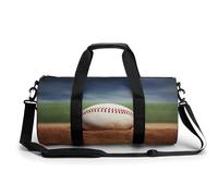 Cylindrical Gym Bag,Baseball Print Fitness Bag,sport Gym Bag,sports Fitness Handbag,sports Travel Duffel Bag, style, 17.7in/9in/9in, Modern