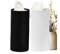 Cylindrical Tissue Box - Duales Round Paper Holders, Portable Napkin Cylinder | Vehicle Friendly Tissue Dispenser for Trucks, Hotel Road Trip Essentiales, Decorative Home Bathroom Organizer