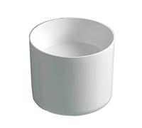 Cylindrical White Ceramic Bathroom Vessel Sink - Wall Mount Porcelain Vanity Basin No Overflow Hole Contemporary Countertop Sink for Modern Bathrooms