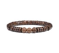 Cylindrical Wood Beads With Natural Stone Bracelet For Men Women Elastic Rope Jewelry Yellow Tiger Eye Stone And Wooden Bangle,Wood,17cm-6.7inch