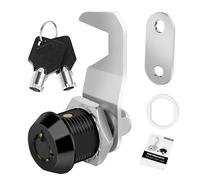 Cylinnda Black Toolbox Lock with Keys, Cabinet Locks Keyed Alike, Hook Cam, Tubular Cam Lock, Tool Box Lock with Manual, Zinc Alloy (5/8 Inch 1 Pack-Black)