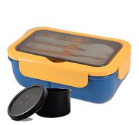 Cylogia 1250ML Bento Lunch Box for Kids & Adults Leak-Proof Packed Lunch Box with 3 Compartments Stackable Lunchbox with Sauce Pot Cutlery Set Microwave Dishwasher Available