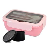 Cylogia 1250ML Bento Lunch Box for Kids & Adults Leak-Proof Packed Lunch Box with 3 Compartments Stackable Lunchbox with Sauce Pot Cutlery Set Microwave Dishwasher Available