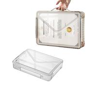 Cylogia A4 File Box Waterproof Photo Storage Boxes Project Case with Lids & Handle Document Storage Organizer Paper Magazines Files Holder for Home Office School(White Buckle)