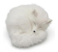 Cylosyn White Fox Stuffed Animal, Realistic Sleeping Arctic Fox Plush with Soft Faux Fur for Home Desk Shelf Living Room Office Decor