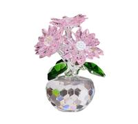 CYLRWSR 5 Styles Crystal Daisy Flower Ornament Home Desk Decoration Glass Craft Mother's Day Valentines Gifts ,Pink