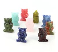 CYLRWSR Natural Crystal Cat Elephant Owl Rabbit Turtle Statue Carving Animal Figures Small Home Decoration Pack of 5