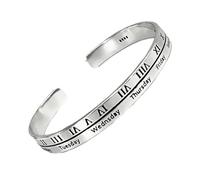 CYLRWSR Vintage Roman Numeral Bangle For Women - 8MM Wide Open Cuff Bracelet With Engraved Days Of The W opper