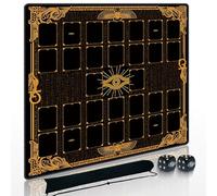 Cylvenor 2-Player TCG Playmat Compatible with YGO, 23.6"x23.6" Square Rubber Card Game Mat with Stitched Edges, Includes Waterproof Oxford Storage Bag and 2 Millennium Eye Dice (Millennium Eye)