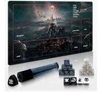 Cylvenor 24"x14" MTG Playmat with Storage Tube & 16-Piece Dice Set - Non-Slip Rubber TCG Card Game Mat, Stitched Edges Tabletop Gaming Mat (40K 01, 40K Series)