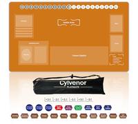 Cylvenor Single-Player TCG Playmat with Zones Compatible with Digimon Card Game, Bonus 27-Piece Acrylic Token Set & Waterproof Oxford Carry Bag Included 24x14 Inches, Non-Slip Rubber Game Mat (01)