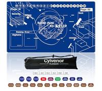 Cylvenor Single-Player TCG Playmat with Zones Compatible with Digimon Card Game, Bonus 27-Piece Acrylic Token Set & Waterproof Oxford Carry Bag Included 24x14 Inches, Non-Slip Rubber Mat (Blue)