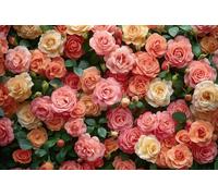 CYLYH 7X5FT Floral Backdrop Pink Rose Green Leaves Wall Background Girls Princess Birthday Baby Shower Wedding Cake Table Decoration Banner D904