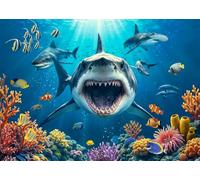 CYLYH 7x5ft Shark Theme Backdrop Under The Sea Ocean Banner Underwater World Deep Aquarium Coral Reef Fish Background Kids Child Party Banner