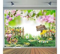 CYLYH 7x5ft Spring Easter Photography Backdrop Fence Colorful Eggs Nature Scenery Background for Children Adult Bridal Baby Shower Birthday Easter Party Decor Banner D562