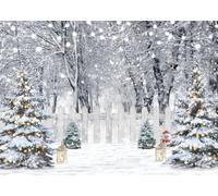 CYLYH 7x5ft Winter Backdrop Christmas Forest Snowy Pine Tree Wonderland Photography Background for Xmas Holiday New Year Party Decorations Banner D915
