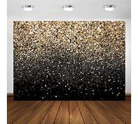 CYLYH 8X6ft Black and Gold Backdrop Golden Spots Backdrop Vintage Astract Glitter Background Wedding Adult Baby Children Holiday Party Backdrop