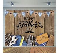 CYLYH 8x6ft Happy Fathers Day Backdrop Tools and Ties Rustic Wood Background Father's Day Family Prom Bunting Flags for Decoration Backdrop D533