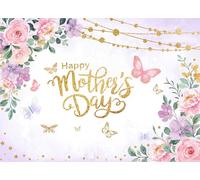 CYLYH 8x6ft Happy Mother's Day Backdrops Pink Carnation Background Mother's Day Party Decorations Banner Photo Studio Props D893