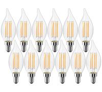 CYLYT Dimmable E12 Candelabra LED Light Bulbs 60 watt Equivalent, 2700K Warm White Chandelier Candle Bulb, 6W 650 Lumen Decorative Flame Tip Clear Bulbs, 12-Pack