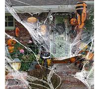 Cymax 200g Halloween Spider Webs Decorations with 30 Fake Spiders,Super Stretch 1000 Square Feet Cobwebs for Halloween Indoor/Outdoor Party Supplies
