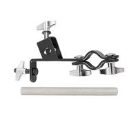Cymbal Stand Clamp Extension Clip, Metal Cymbal Arm Attachment Clamp, 2 - in - 1 Adjustable Percussion Drum Accessory with Iron Bar for Drum Kits, Steel Drum Racks, Gong