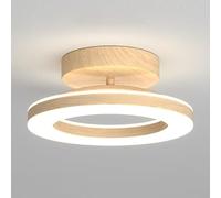 CYMHJ Dimmable LED Ceiling Light, 12W 3000K-6000K Adjustable Semi Flush Mount Ceiling Light Fixtures, Modern Round Metal Ceiling Lamp for Bedroom Hallway Laundry Room(Wood Color,20cm)
