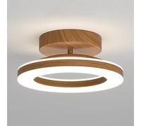 CYMHJ Dimmable LED Ceiling Light, 12W 3000K-6000K Adjustable Semi Flush Mount Ceiling Light Fixtures, Modern Round Metal Ceiling Lamp for Bedroom Hallway Laundry Room(Walnut Color,20cm)