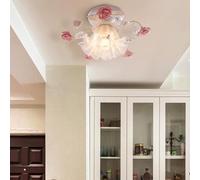 CYMHJ Semi Flush Mount Ceiling Light, White Glass Flower Ceiling Light, Nordic Modern Hallway Ceiling Light, Vintage Bathroom Lighting Fixture, for Entryway Porch Farmhouse Kitchen(White)