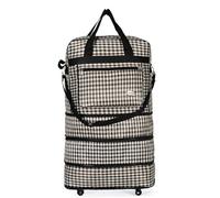 CYMMIYT Holdall with Wheels Waterproof Portable Travel Rolling Suitcase Air Carrier Bag Unisex Expandable Folding Oxford Bags with Wheels(White and Black Plaid)