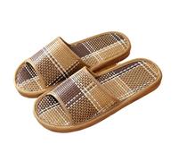 CYMMIYT Indoor Slippers Men Women Bamboo Rattan Grass Summer Home Lovers Straw Mat Slippers Indoor Thickened Softwood Floor Home Sandals Comfortable and Breathable(4,40-41)