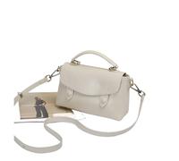 CYMMIYT Messenger Bag Oilwax Genuine Leather Women Messenger Bag Vintage Real Cow Leather Handbag Small Ladies Tote Or Shoulder Bag(White)