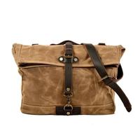 CYMMIYT Messenger Bag Retro Canvas Men Messenger Bag Laptop Bookbag Work Satchel Male Waterproof Travel Outdoor Locomotive Crossbody Bag(Khaki)