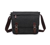 CYMMIYT Messenger Bag Vintage Men Canvas Messenger Bag Business Casual Travel Shoulder Bag Laptop Crossbody Bags For Men Bolso Hombre Retro(Black,M)